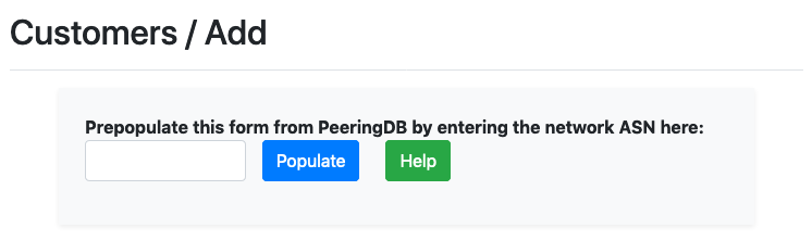 Adding customers with PeeringDB