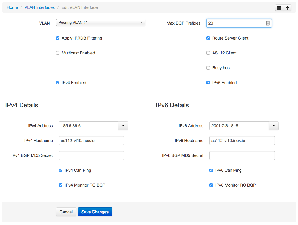 AS112 INEX VLAN Interface Entry