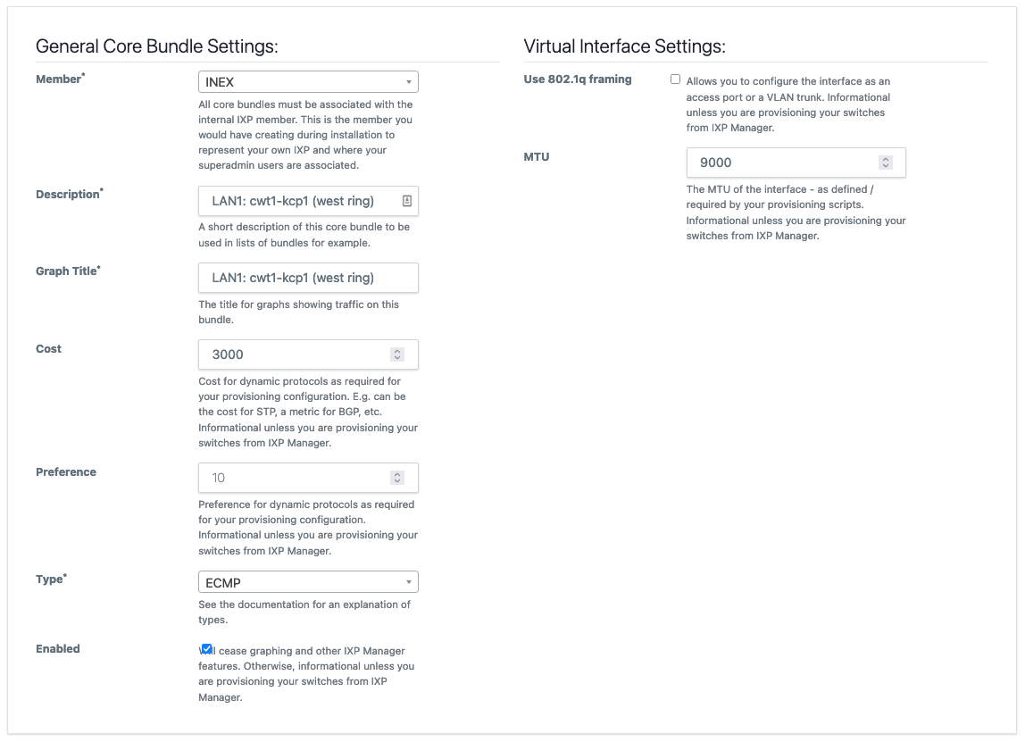 Adding a Core Bundle - General Settings